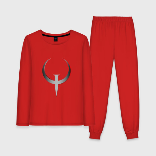 Женская пижама с лонгсливом хлопок Quake Champions - Logo, цвет красный