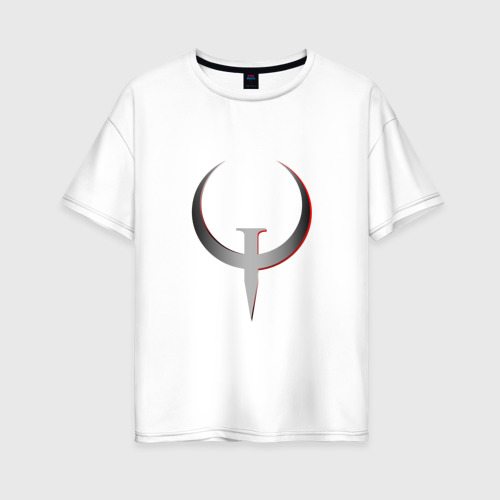 Женская футболка хлопок Oversize Quake Champions - Logo, цвет белый