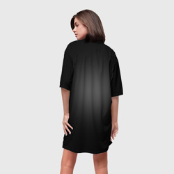 Платье с принтом The Ramones для женщины, вид на модели сзади №2. Цвет основы: белый