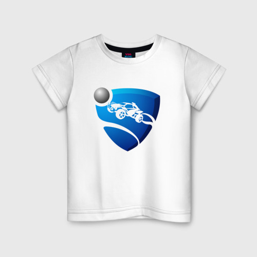 Детская футболка из хлопка с принтом Rocket League, вид спереди №1