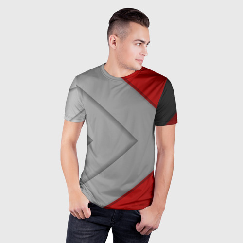 Мужская футболка 3D Slim Gray arrows, цвет 3D печать - фото 3