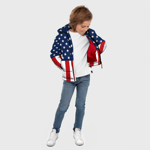 Зимняя куртка для мальчиков 3D Флаг США, цвет красный - фото 5