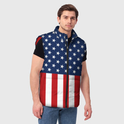 Мужской жилет утепленный 3D Флаг США - фото 2