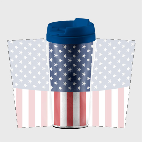 Термокружка-непроливайка Флаг США, цвет синий - фото 2