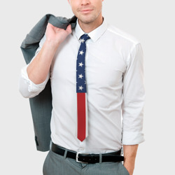 Галстук с принтом Флаг США для мужчины, вид на модели спереди №3. Цвет основы: белый