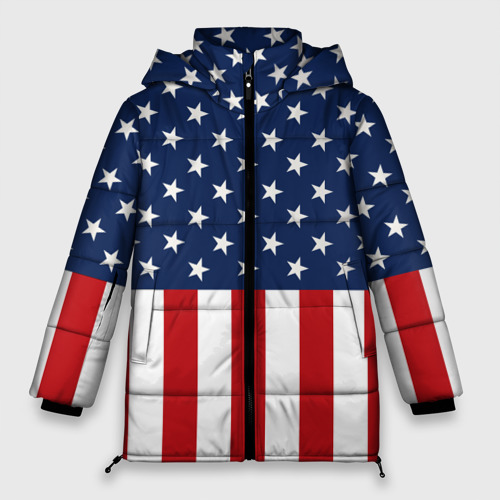 Женская зимняя куртка Oversize Флаг США, цвет черный