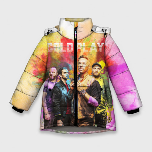 Зимняя куртка для девочек 3D с принтом Coldplay, вид спереди #2