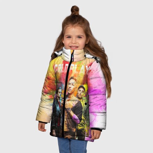 Зимняя куртка для девочек 3D с принтом Coldplay, фото на моделе #1