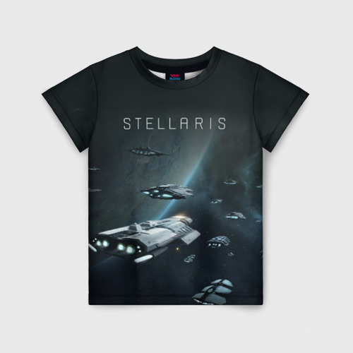 Детская футболка 3D с принтом Stellaris, вид спереди #2