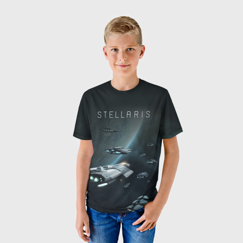 Детская футболка 3D с принтом Stellaris, фото на моделе #1