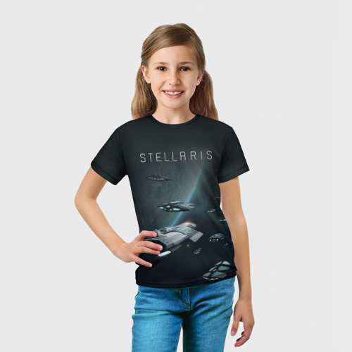 Детская футболка 3D с принтом Stellaris, вид сбоку #3
