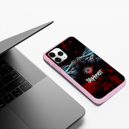 Чехол для iPhone 11 Pro Max матовый Slipknot руки зомби, цвет розовый - фото 5