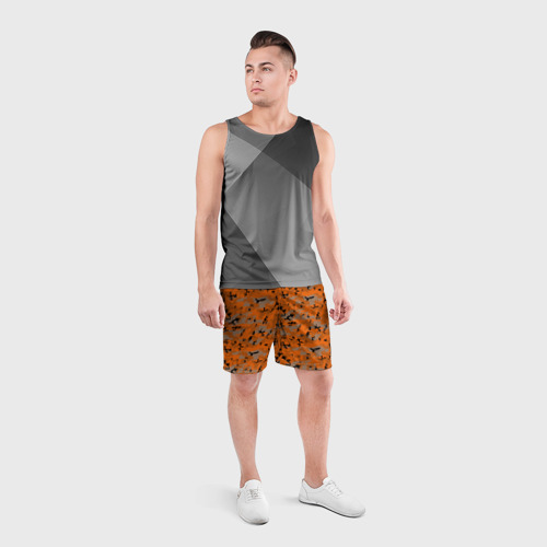Мужские шорты спортивные Осенний камуфляж, цвет 3D печать - фото 4