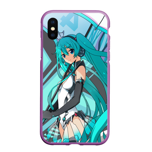 Чехол для iPhone XS Max матовый Miku1, цвет фиолетовый