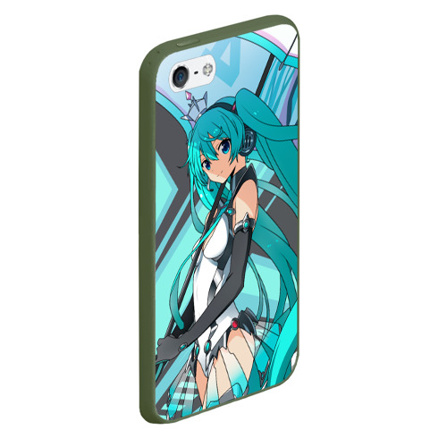 Чехол для iPhone 5/5S матовый Miku1, цвет темно-зеленый - фото 3