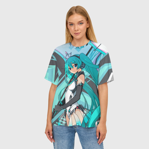 Женская футболка oversize 3D Miku1, цвет 3D печать - фото 3