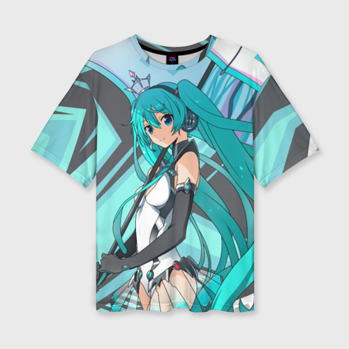 Женская футболка oversize 3D Miku1, цвет 3D печать