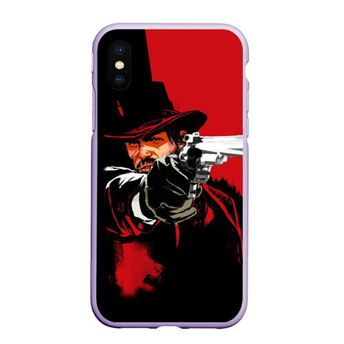 Чехол для iPhone XS Max матовый Red Dead Redemption, цвет светло-сиреневый