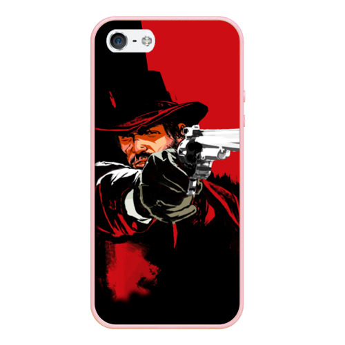 Чехол для iPhone 5/5S матовый Red Dead Redemption, цвет светло-розовый