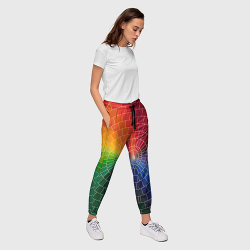 Женские брюки 3D Спираль цветов, цвет 3D печать - фото 5
