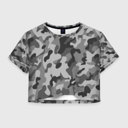 Женская футболка Crop-top 3D Ночной камуфляж night camouflage милитари