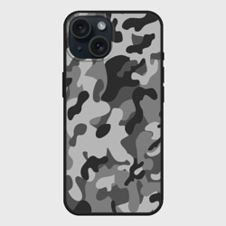 Чехол силиконовый для Apple iPhone 15 матовый Ночной камуфляж night camouflage милитари
