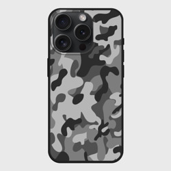 Чехол силиконовый для Apple iPhone 15 Pro матовый Ночной камуфляж night camouflage милитари