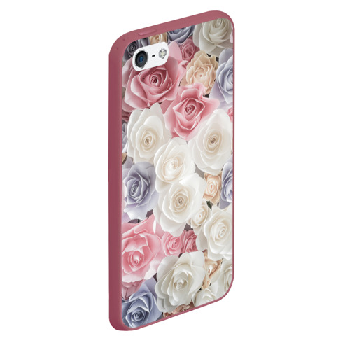 Чехол для iPhone 5/5S матовый Цветы flowers 8 марта, цвет малиновый - фото 3