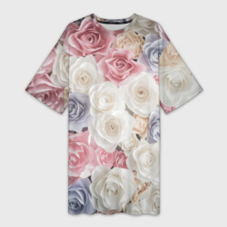 Платье-футболка 3D ЦВЕТЫ / FLOWERS / 8 МАРТА