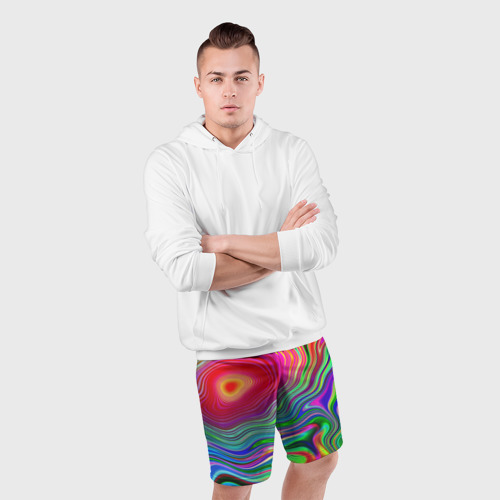 Мужские шорты спортивные Цветные разводы, цвет 3D печать - фото 5