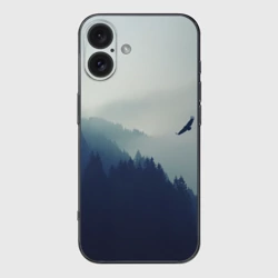Чехол для iPhone 16 силиконовый с защитой камеры Орёл над лесом eagle over the forest