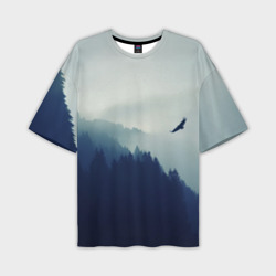 Мужская футболка oversize 3D Орёл над лесом eagle over the forest