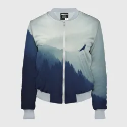 Женский бомбер 3D Орёл над лесом eagle over the forest