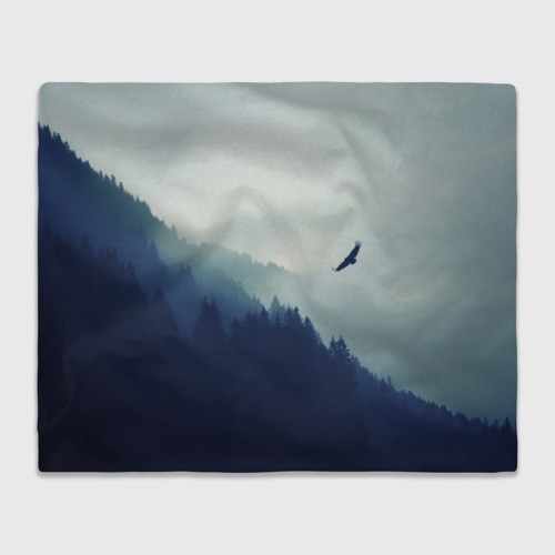 Плед 3D Орёл над лесом eagle over the forest, цвет 3D (велсофт)