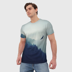 Мужская футболка 3D Орёл над лесом eagle over the forest - фото 2