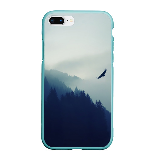 Чехол для iPhone 7Plus/8 Plus матовый Орёл над лесом eagle over the forest, цвет мятный