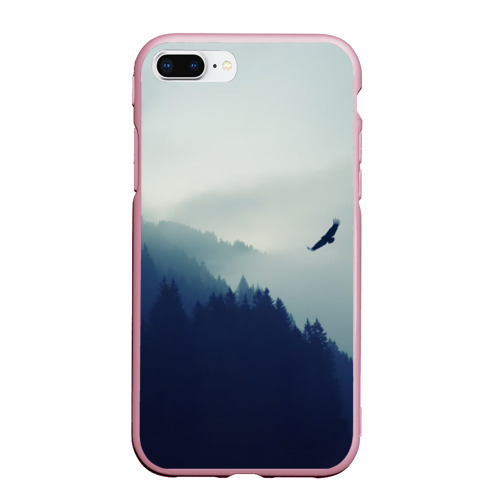 Чехол для iPhone 7Plus/8 Plus матовый Орёл над лесом eagle over the forest, цвет розовый