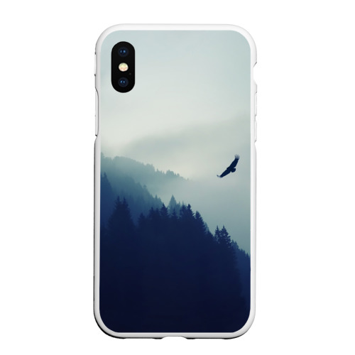 Чехол для iPhone XS Max матовый Орёл над лесом eagle over the forest