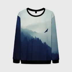 Мужской свитшот 3D Орёл над лесом eagle over the forest