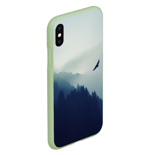 Чехол для iPhone XS Max матовый Орёл над лесом eagle over the forest, цвет салатовый - фото 3