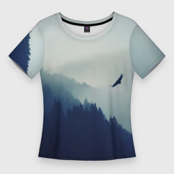 Женская футболка 3D Slim Орёл над лесом eagle over the forest