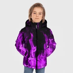 Зимняя куртка для мальчиков 3D Фиолетовый огонь violet flame neon - фото 2