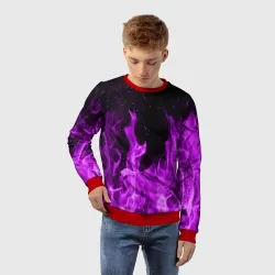 Детский свитшот 3D Фиолетовый огонь violet flame neon - фото 2