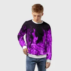 Детский свитшот 3D Фиолетовый огонь violet flame neon - фото 2