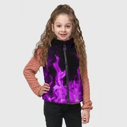 Детский жилет утепленный 3D Фиолетовый огонь violet flame neon - фото 2