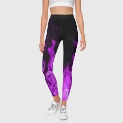 Леггинсы 3D Фиолетовый огонь violet flame neon - фото 2