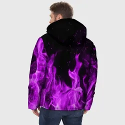 Мужская зимняя куртка 3D Фиолетовый огонь violet flame neon - фото 4