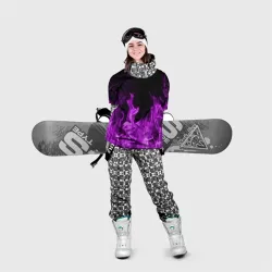 Накидка на куртку 3D Фиолетовый огонь violet flame neon - фото 2