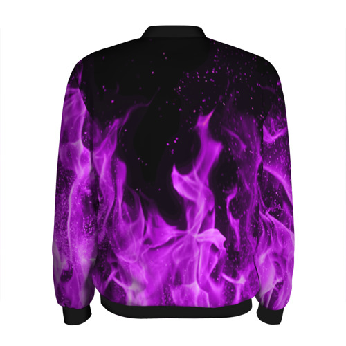 Мужской бомбер 3D Фиолетовый огонь violet flame neon, цвет черный - фото 2