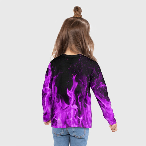 Детский лонгслив 3D Фиолетовый огонь violet flame neon, цвет 3D печать - фото 6